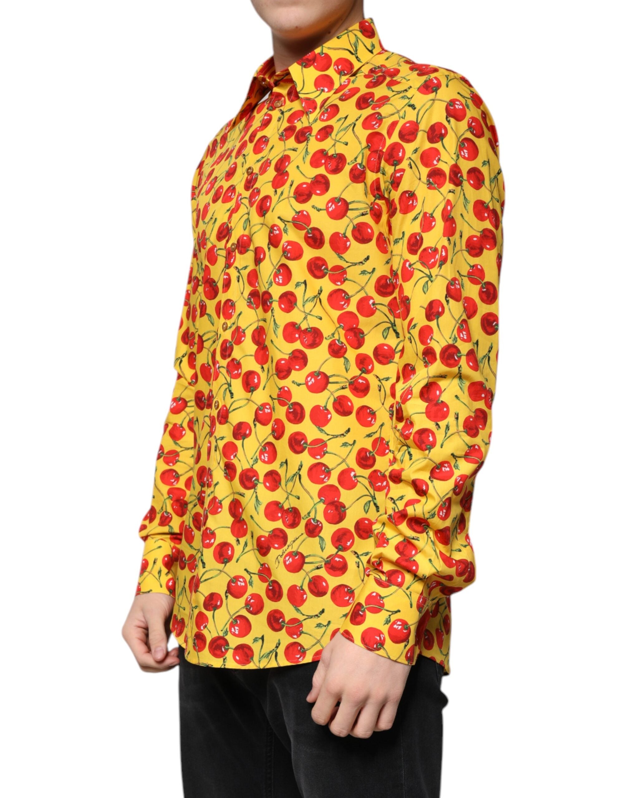 Dolce & Gabbana Yellow Cherry Cotton Shirt MARTINI